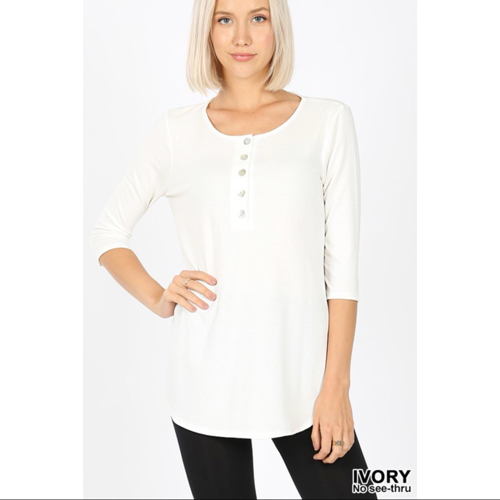 Clair Shell Button Top - Ivory